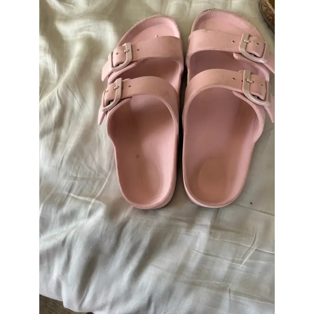Cat & Jack pink sandals and tan sandals size 2
